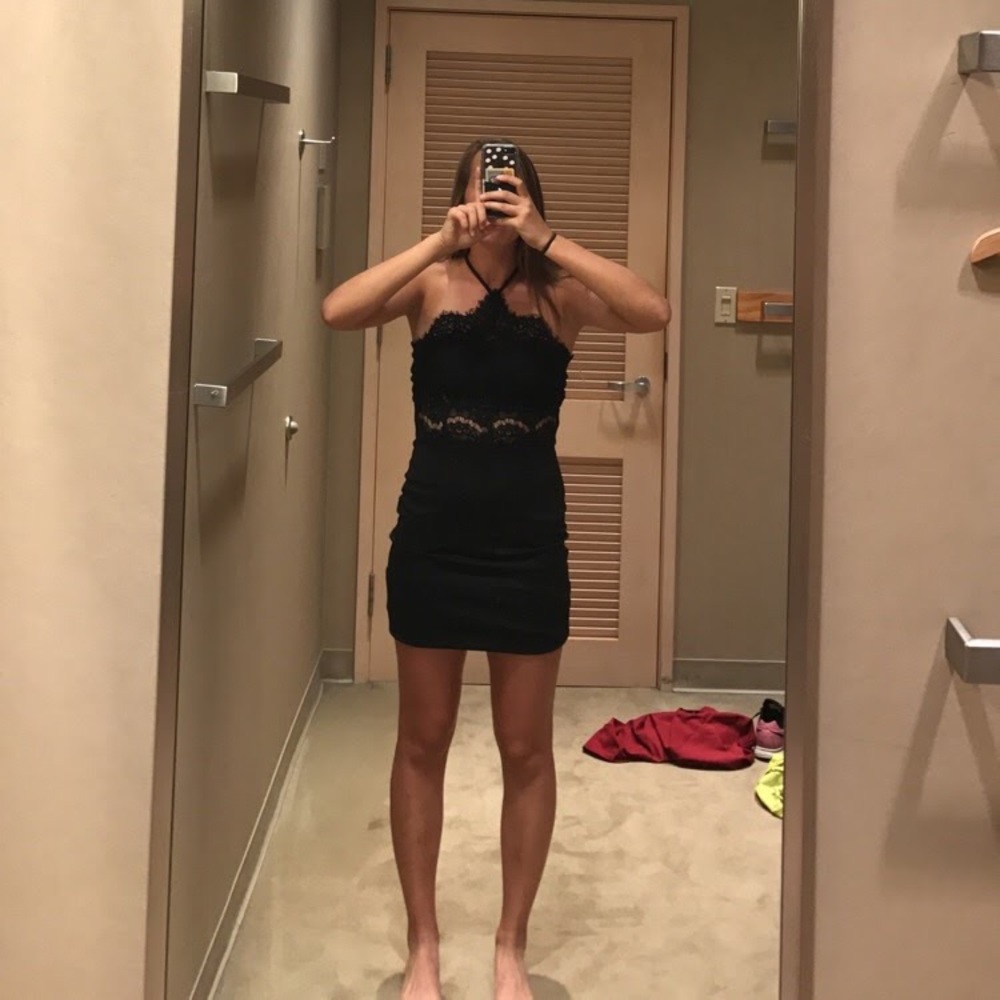 Dillards black lace bodycon dress